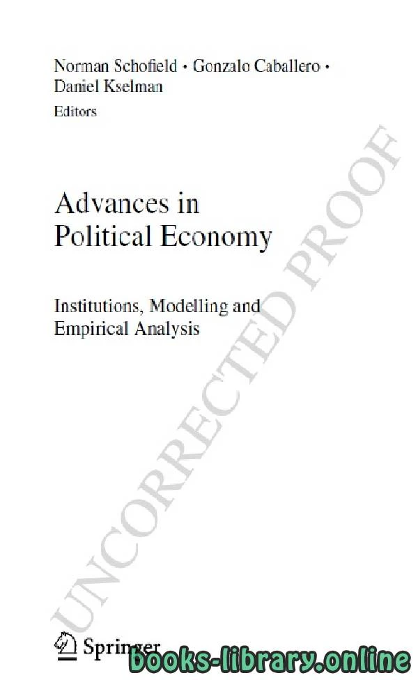 كتاب Advances in Political Economy Institutions Modelling and Empirical Analysis part 2 text 4 pdf